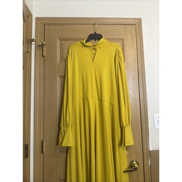 Eloquii Women’s Size 26 Yellow Long Sleeve Knot Front Midi Dress - Picture 7 of 11
